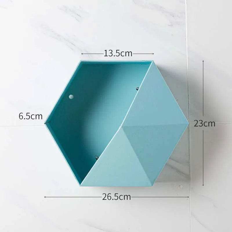 Creative Combination Flower Pot Wall Hanging Wall Decoration Living Room Bedroom Geometric Hexagonal Wall Decoration Shelf