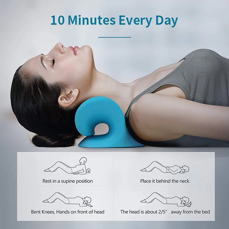 Neck Stretcher Massage Relaxer Cervical Chiropractic Traction Pillow Massager Pain Relief Neck Support Traction Corrector Device