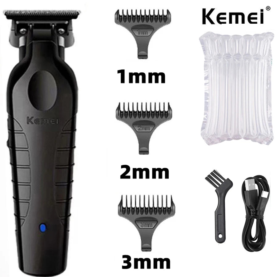 Kemei 2299 Barber Cordless Hair Trimmer 0mm Zero Gapped Carving Clipper Detailer Professional Electric Finish Cutting Machine