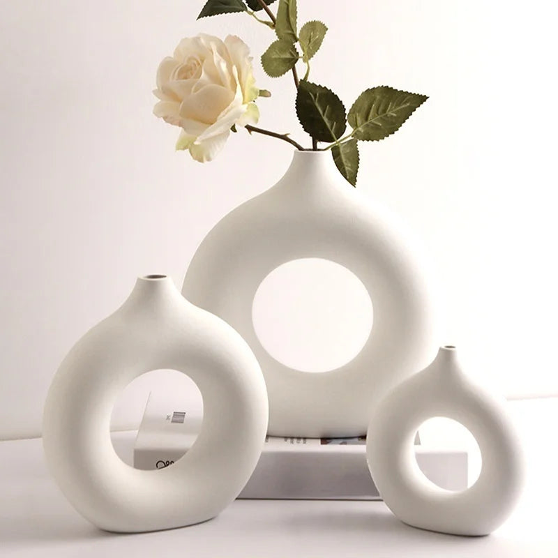 Nordic Home Flower Vase Designed Plastic Plant Pot Flower Bud Bottle Wedding Vase Table Desktop Ornament Living Home Room Decor