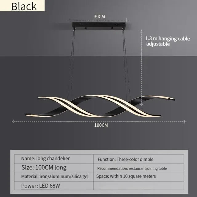 Minimalist LED Chandelier for Dining Room Modern Geometric Kitchen Pendant Light Simple Home Decor Hanging Light Fixture