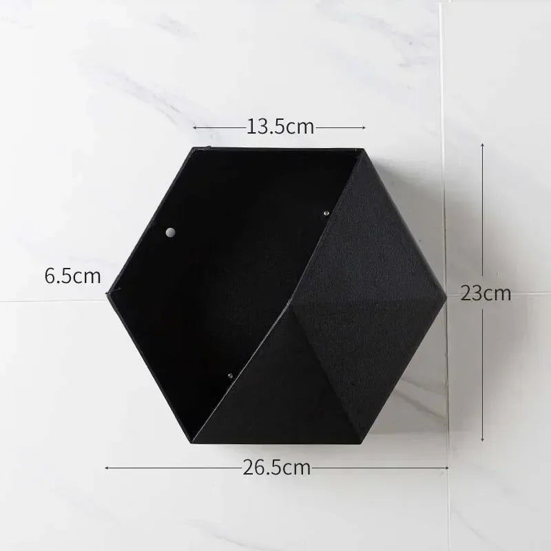 Creative Combination Flower Pot Wall Hanging Wall Decoration Living Room Bedroom Geometric Hexagonal Wall Decoration Shelf