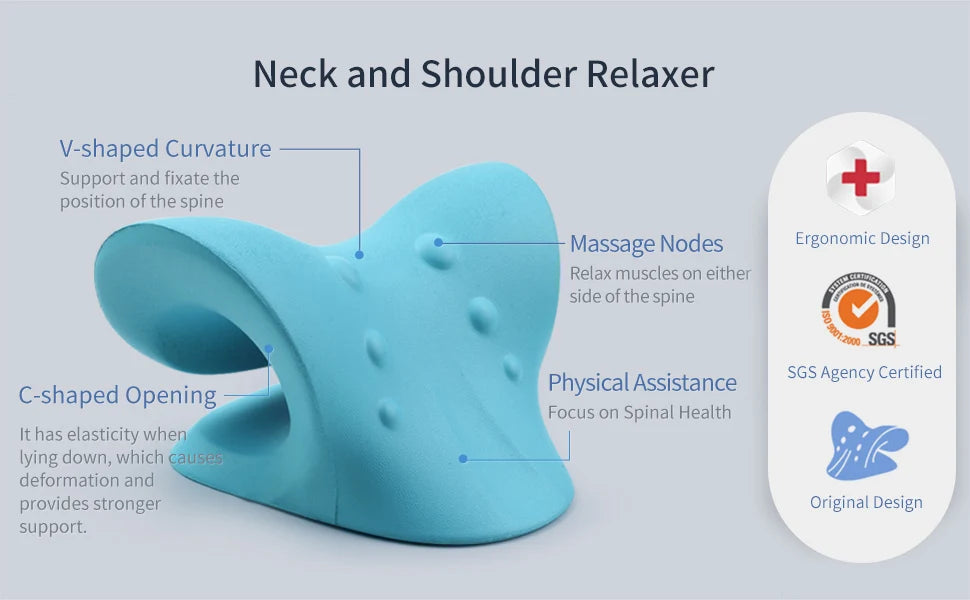 Neck Stretcher Massage Relaxer Cervical Chiropractic Traction Pillow Massager Pain Relief Neck Support Traction Corrector Device