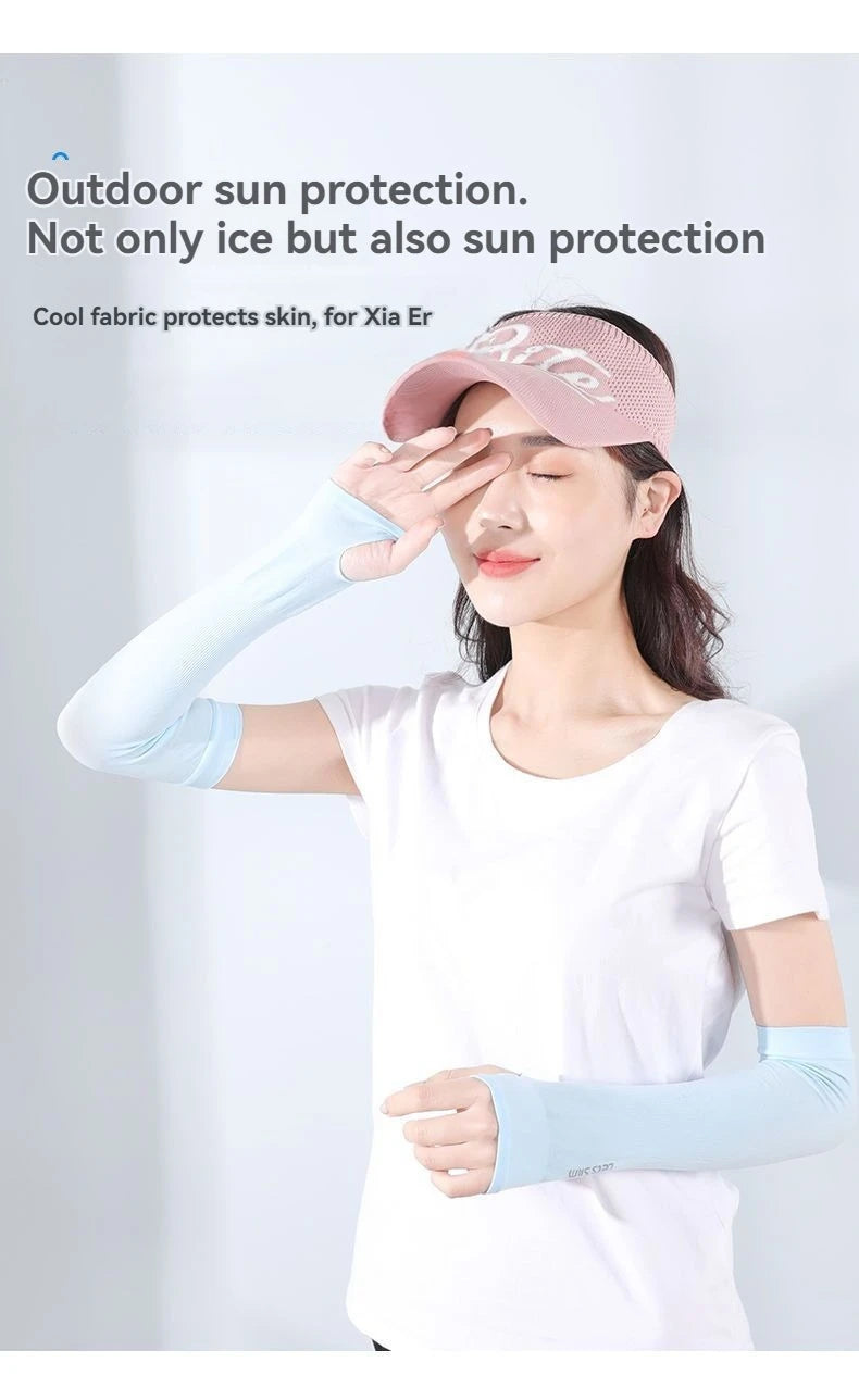 2pcs (1 Pair) Women's LCE Silk Arm Sleeve Sports Sleeve Sun Protection Hand Cover Cooling Gloves For Running Fishing Bike