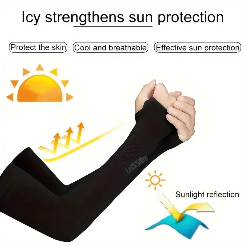 2pcs (1 Pair) Women's LCE Silk Arm Sleeve Sports Sleeve Sun Protection Hand Cover Cooling Gloves For Running Fishing Bike