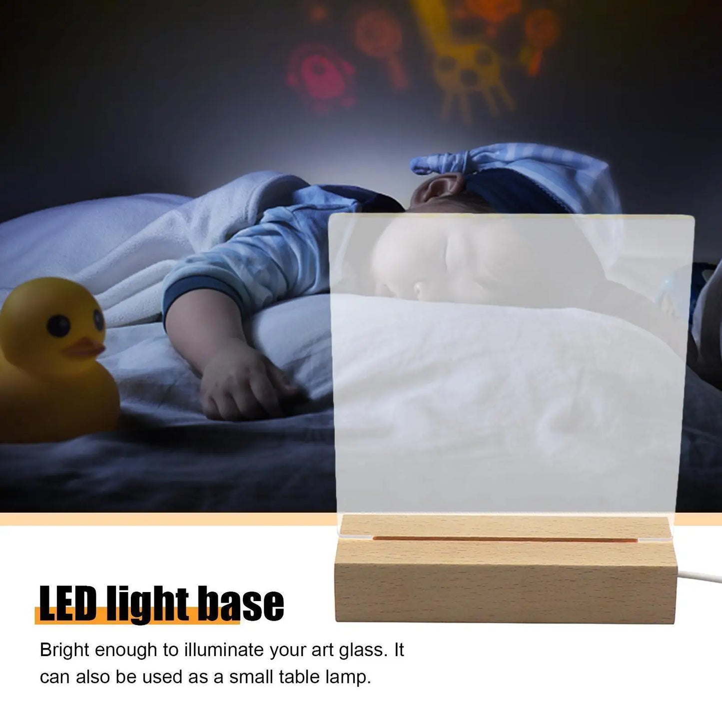 10pcs LED Wood Light Display Crystal Wooden Lighted Base Stand Acrylic Light Plate Base USB Wooden Base for Resin Art Lights