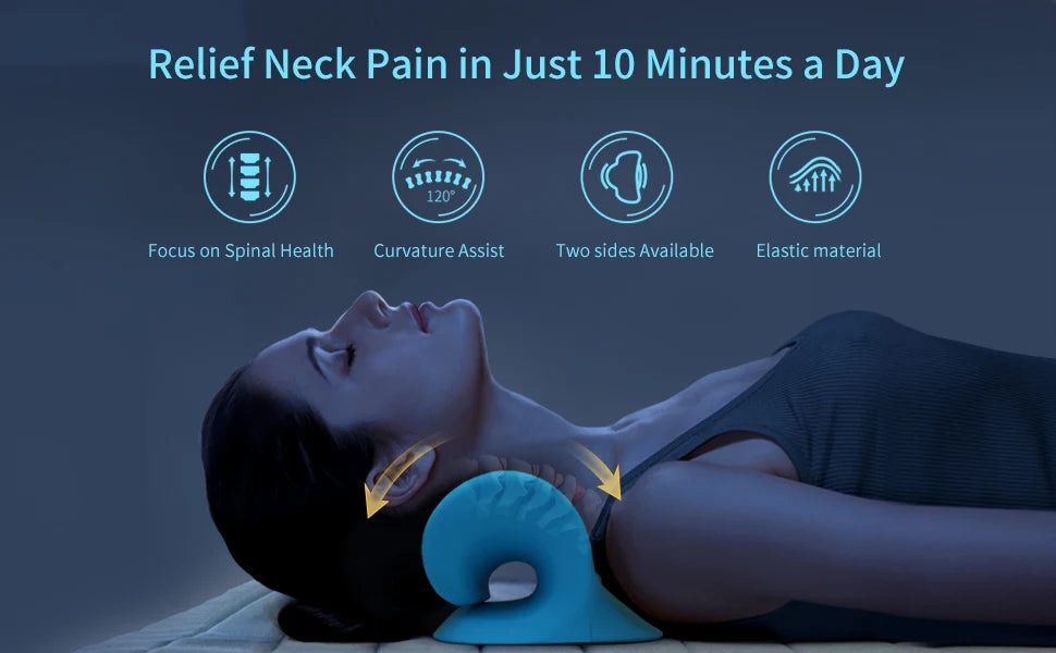 Neck Stretcher Massage Relaxer Cervical Chiropractic Traction Pillow Massager Pain Relief Neck Support Traction Corrector Device