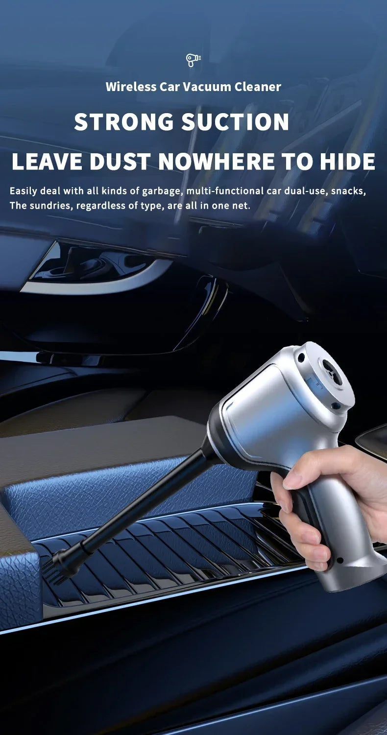 Wireless Car Vacuum Cleaner Strong Cordless Cleaner Suction Handheld Auto Vacuum Home&Car Dual Use MiniVacuum Cleaner Appliance