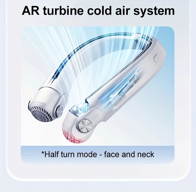 2024 New Wearable Neck Fan Portable Air Conditioner Rechargeable Bladeless Fan with 45° Adjustable Wind Directions for Outdoor