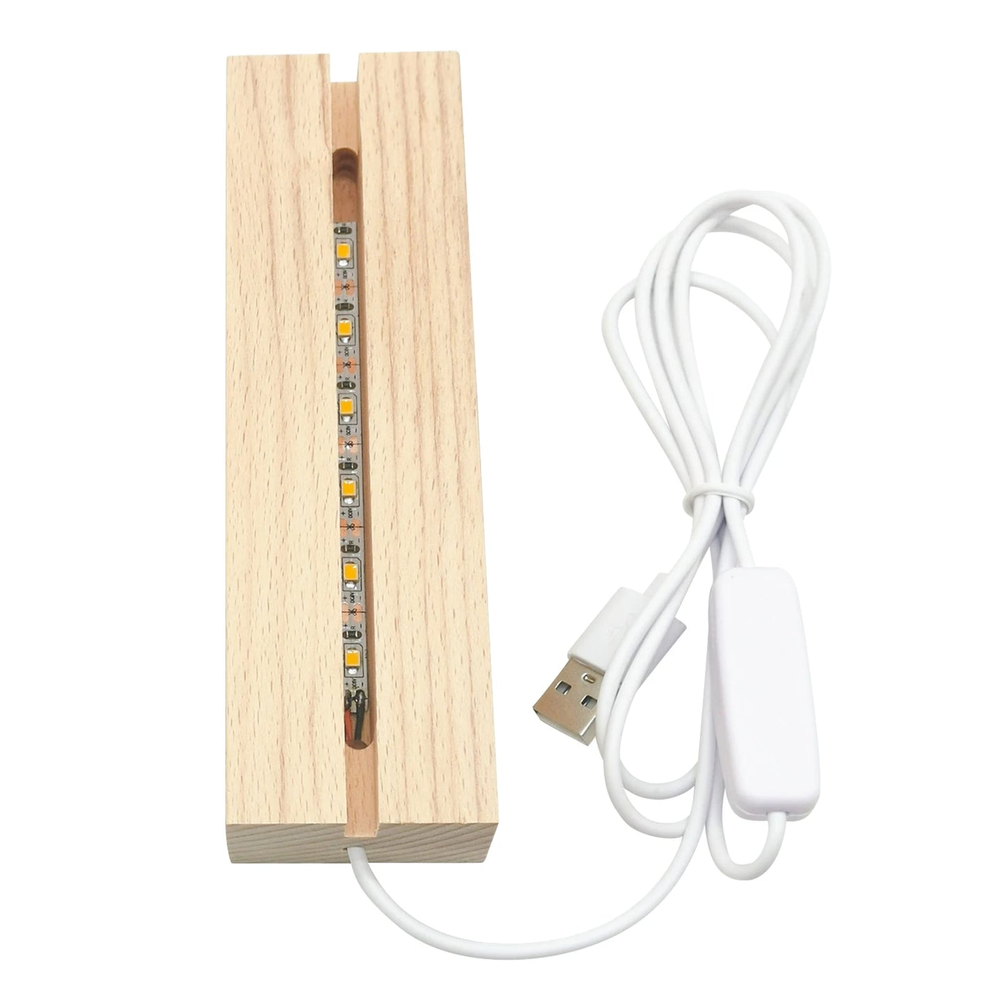 10pcs LED Wood Light Display Crystal Wooden Lighted Base Stand Acrylic Light Plate Base USB Wooden Base for Resin Art Lights