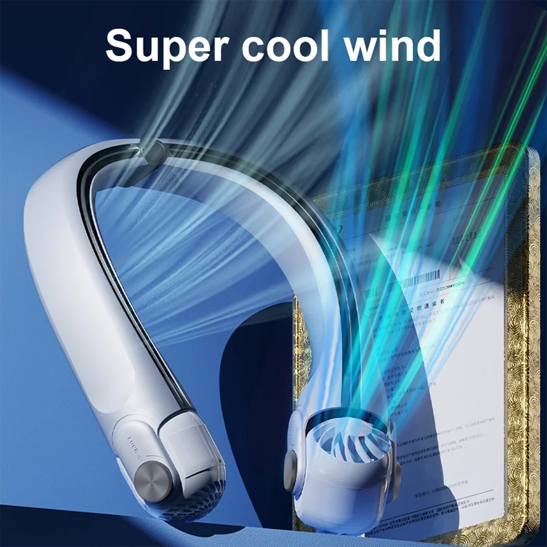 2024 New Wearable Neck Fan Portable Air Conditioner Rechargeable Bladeless Fan with 45° Adjustable Wind Directions for Outdoor