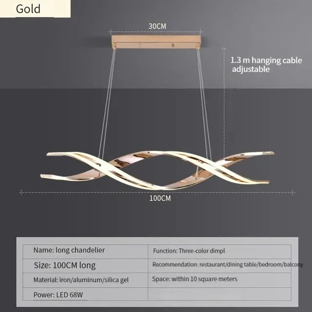 Minimalist LED Chandelier for Dining Room Modern Geometric Kitchen Pendant Light Simple Home Decor Hanging Light Fixture